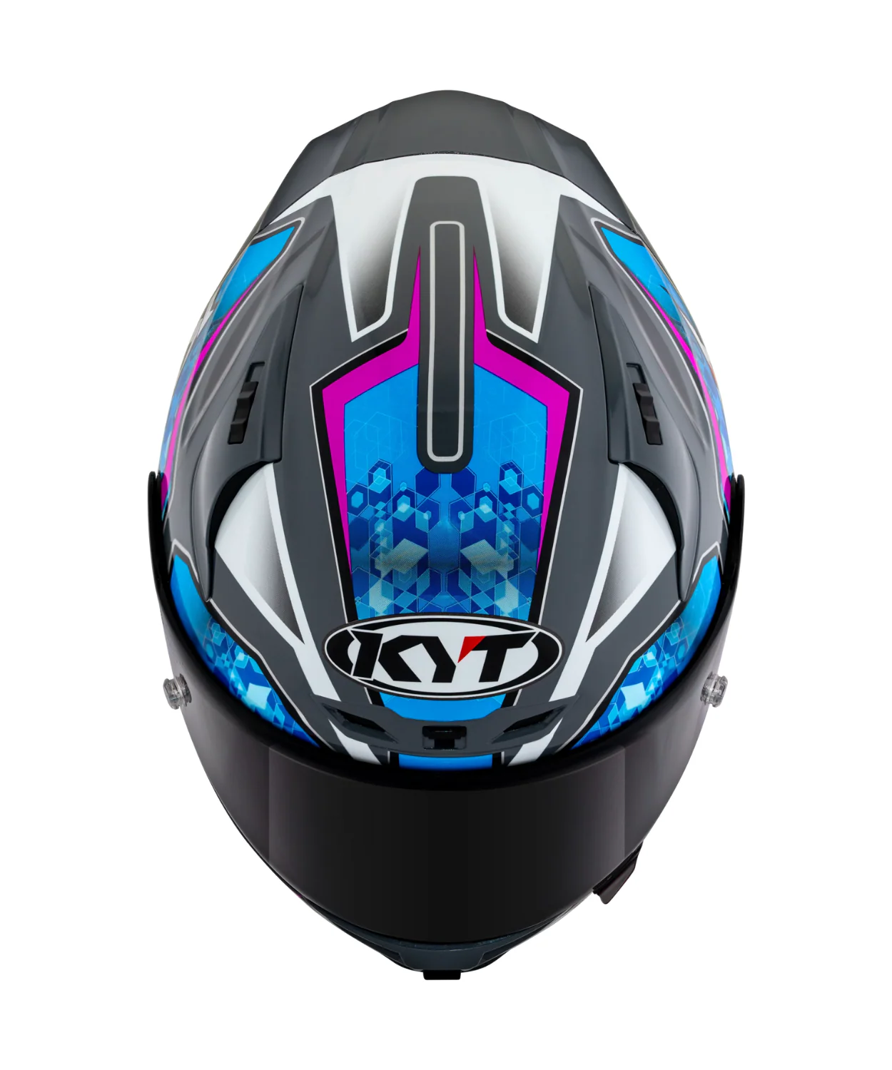 KYT Striker 2V #01 GRL Full Face Helmet - Gloss Grey Blue - Image 6