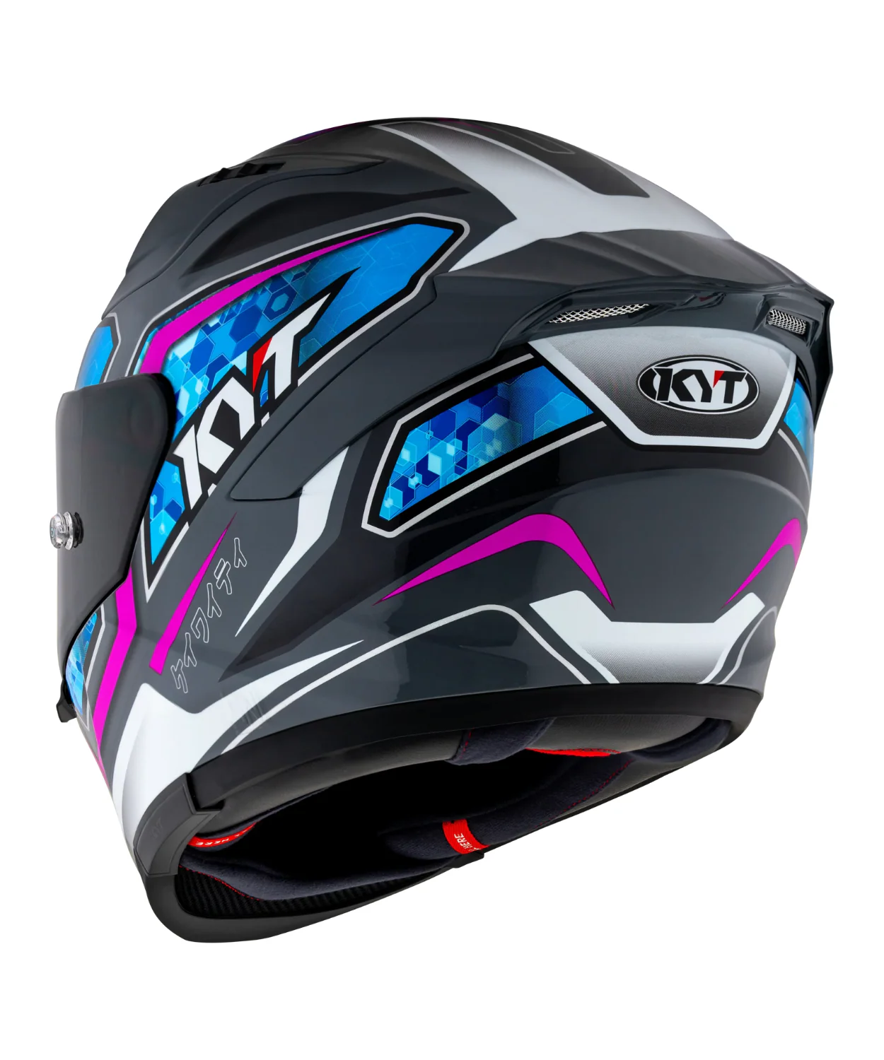 KYT Striker 2V #01 GRL Full Face Helmet - Gloss Grey Blue - Image 7