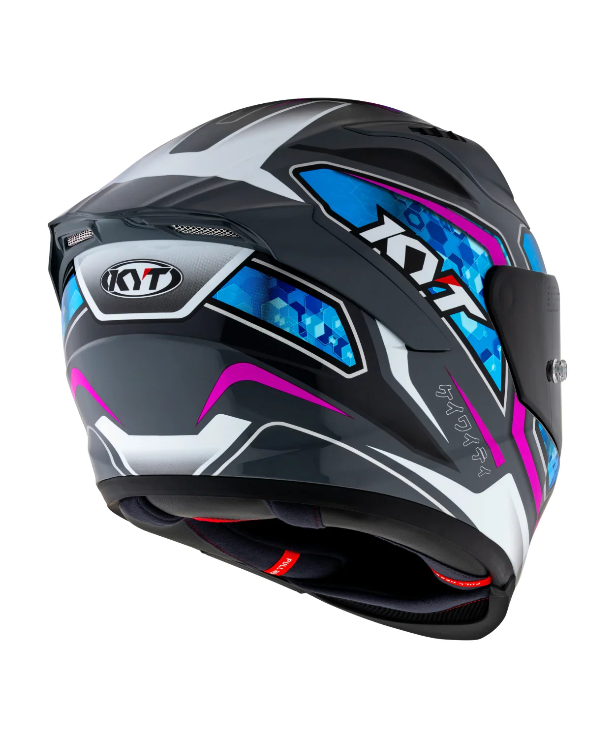 KYT Striker 2V #01 GRL Full Face Helmet - Gloss Grey Blue - Image 8
