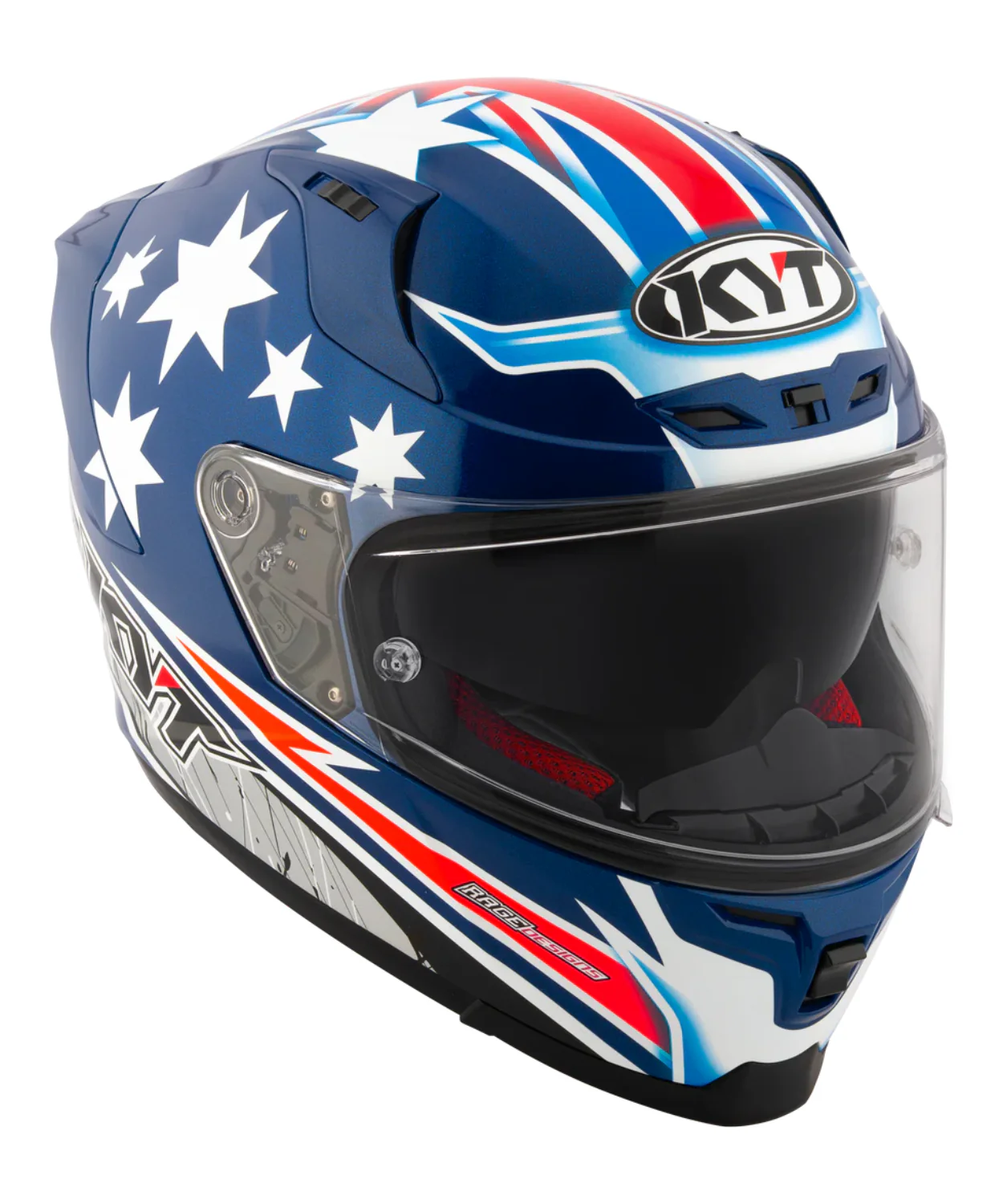 KYT Striker 2V Brock Parkes Replica Helmet - Gloss Blue White - Image 4