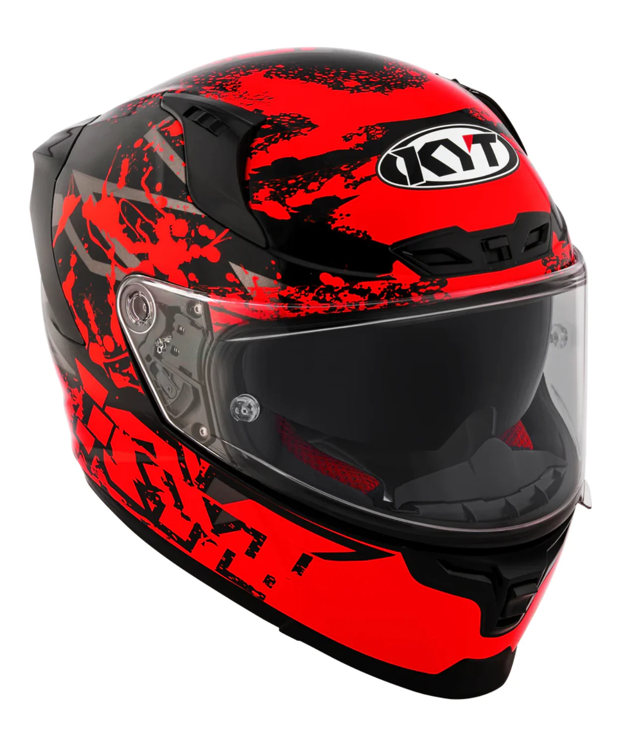 KYT Striker 2V Neutron Helmet - Gloss Black Red - Image 3
