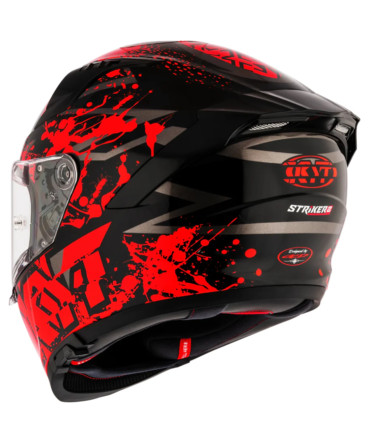 KYT Striker 2V Neutron Helmet - Gloss Black Red - Image 6