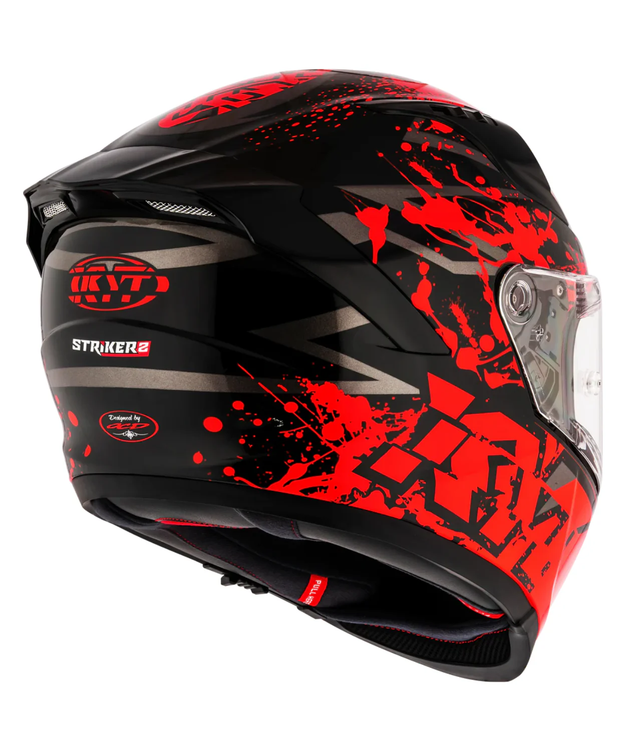 KYT Striker 2V Neutron Helmet - Gloss Black Red - Image 8