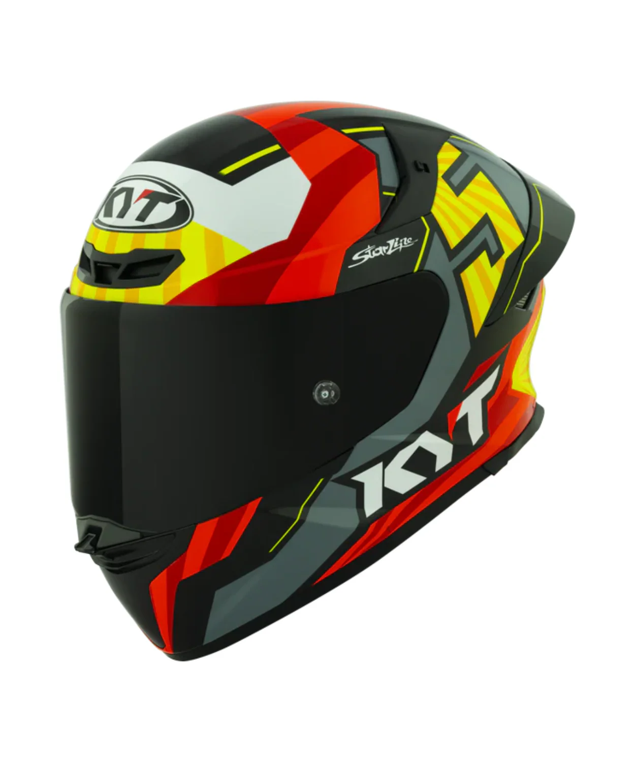 KYT TT-Revo Flux Helmet - Gloss Yellow Orange Grey - Image 3