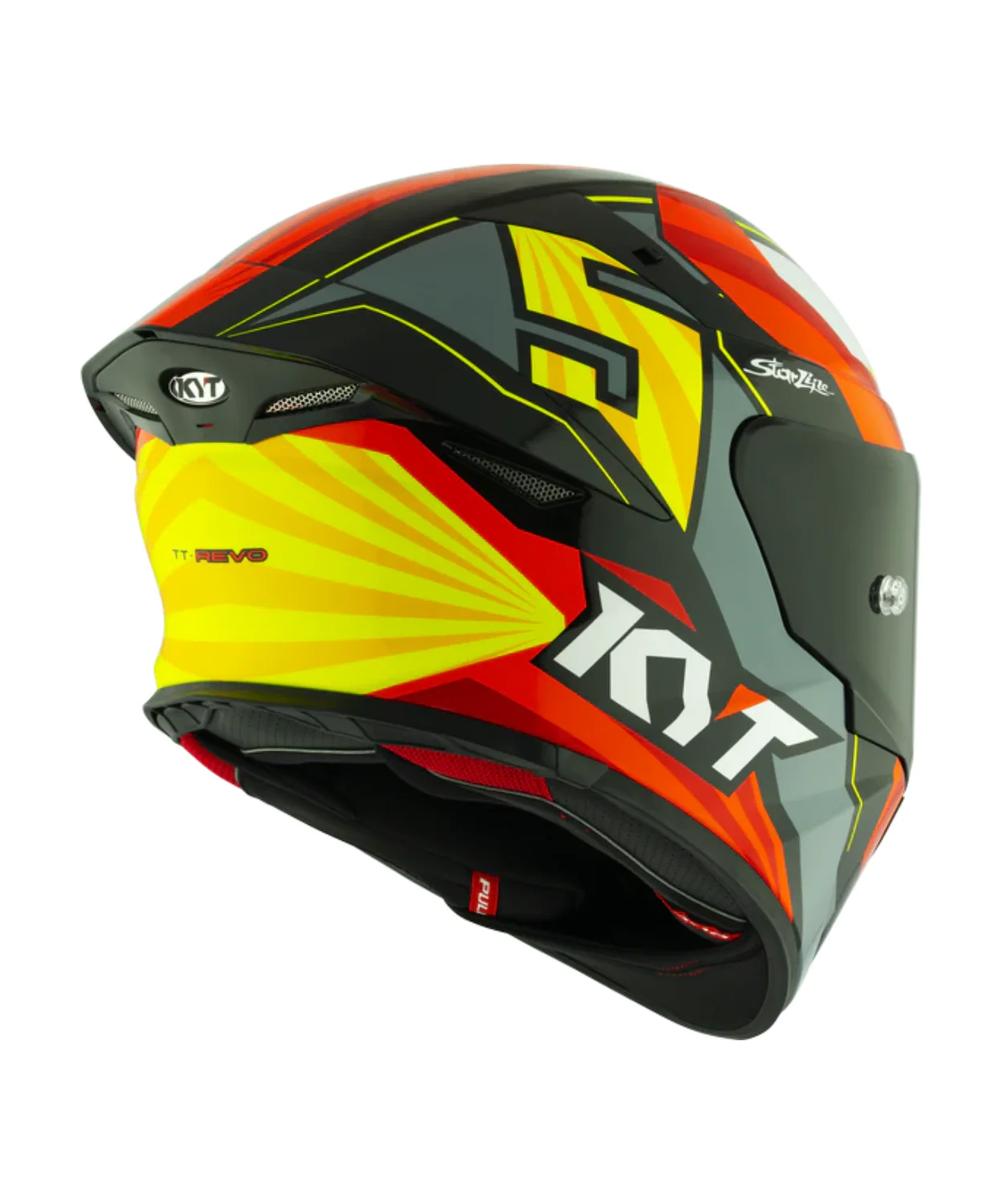 KYT TT-Revo Flux Helmet - Gloss Yellow Orange Grey - Image 5