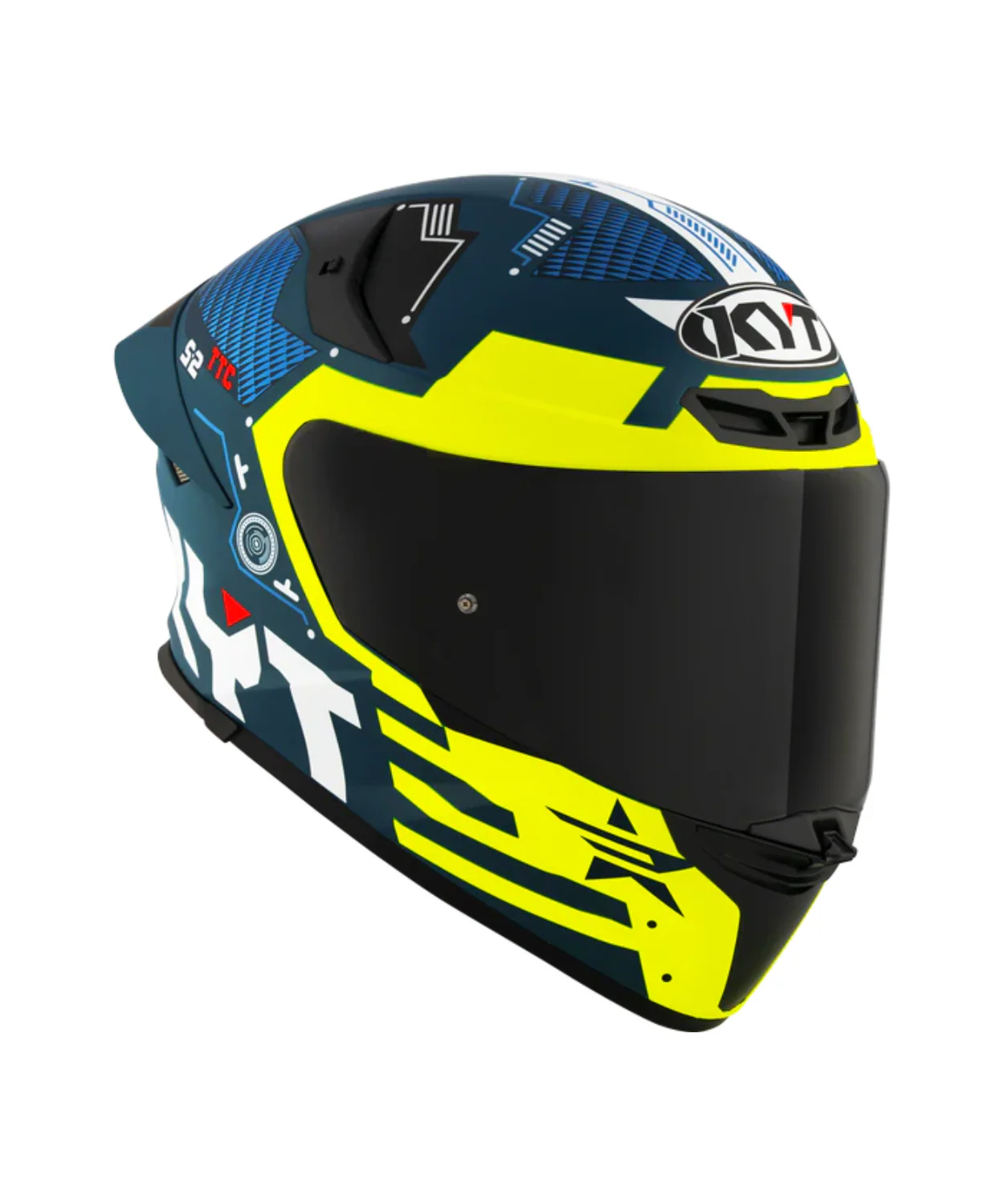 KYT TT-Revo Fuselage Helmet - Matt Yellow Blue - Image 4