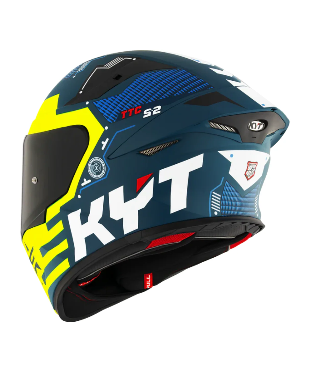 KYT TT-Revo Fuselage Helmet - Matt Yellow Blue - Image 6