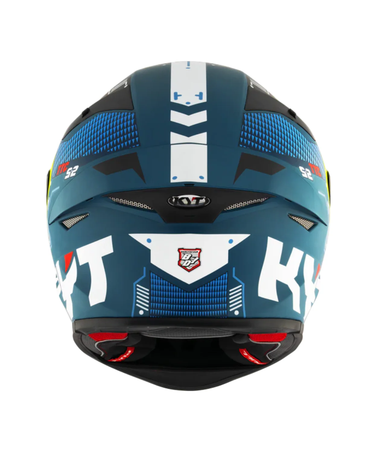 KYT TT-Revo Fuselage Helmet - Matt Yellow Blue - Image 8