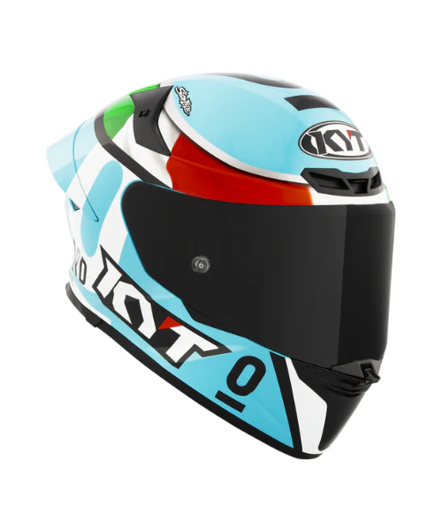 KYT TT-Revo Leopard Racing Replica Tricolore Helmet - Blue Red Green - Image 3
