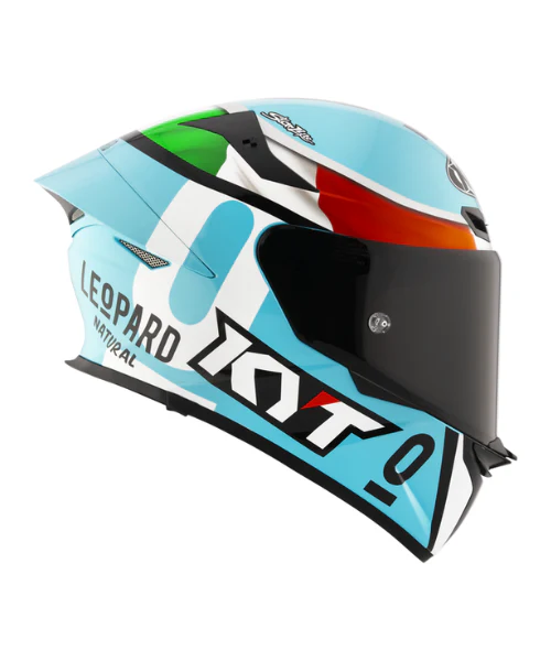 KYT TT-Revo Leopard Racing Replica Tricolore Helmet - Blue Red Green - Image 4