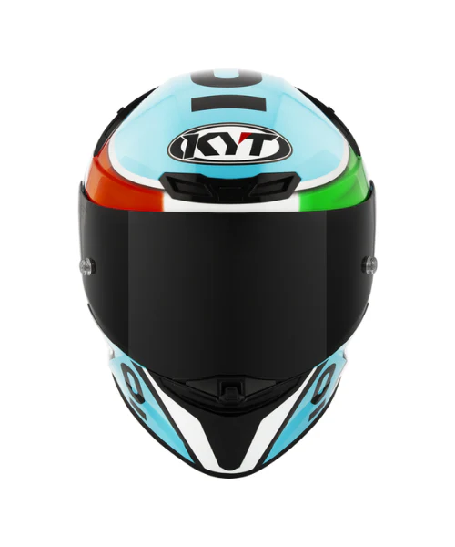 KYT TT-Revo Leopard Racing Replica Tricolore Helmet - Blue Red Green - Image 5