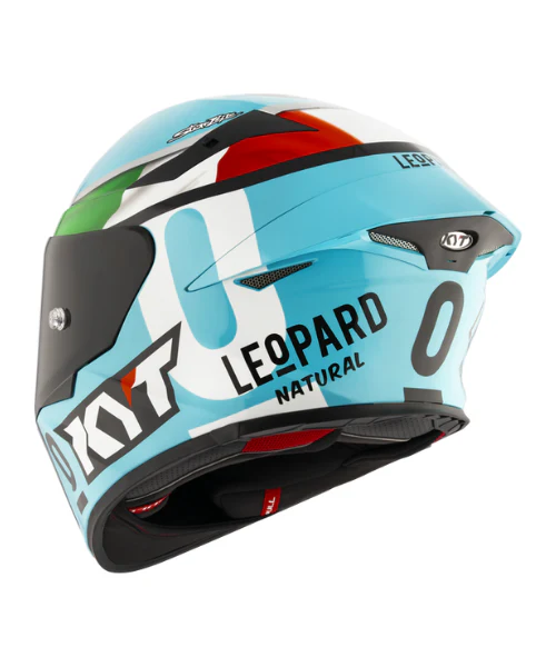 KYT TT-Revo Leopard Racing Replica Tricolore Helmet - Blue Red Green - Image 6