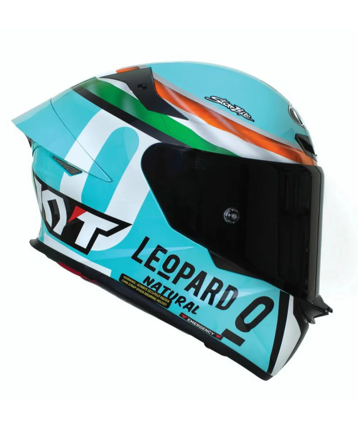 KYT TT-Revo Leopard India Edition Helmet - Gloss Blue Green Orange - Image 4