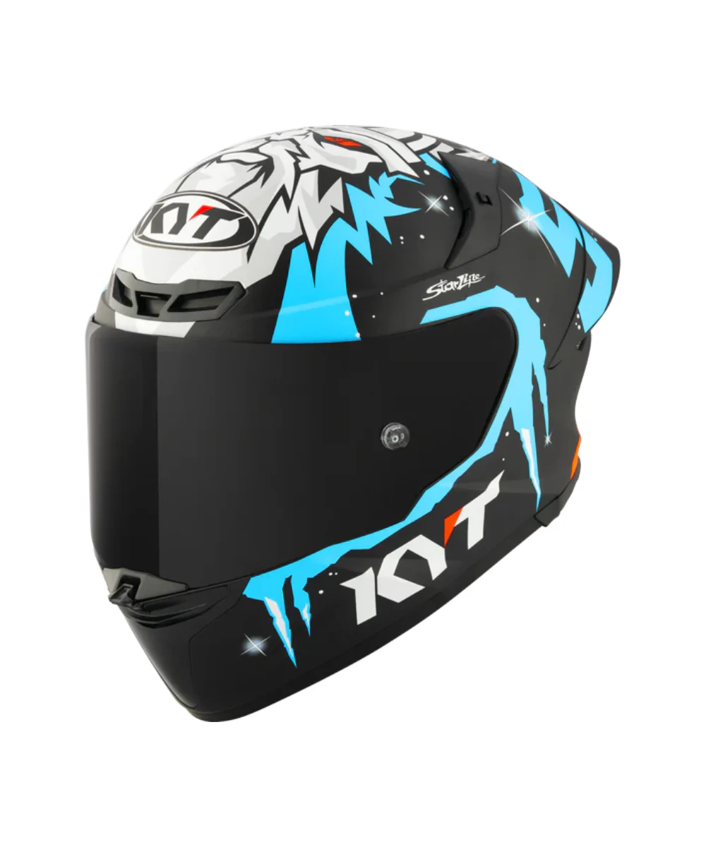 KYT TT REVO Masia Winter Test Replica Helmet - Matt Black Blue - Image 2
