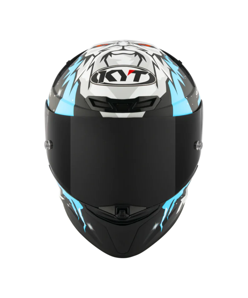 KYT TT REVO Masia Winter Test Replica Helmet - Matt Black Blue - Image 3