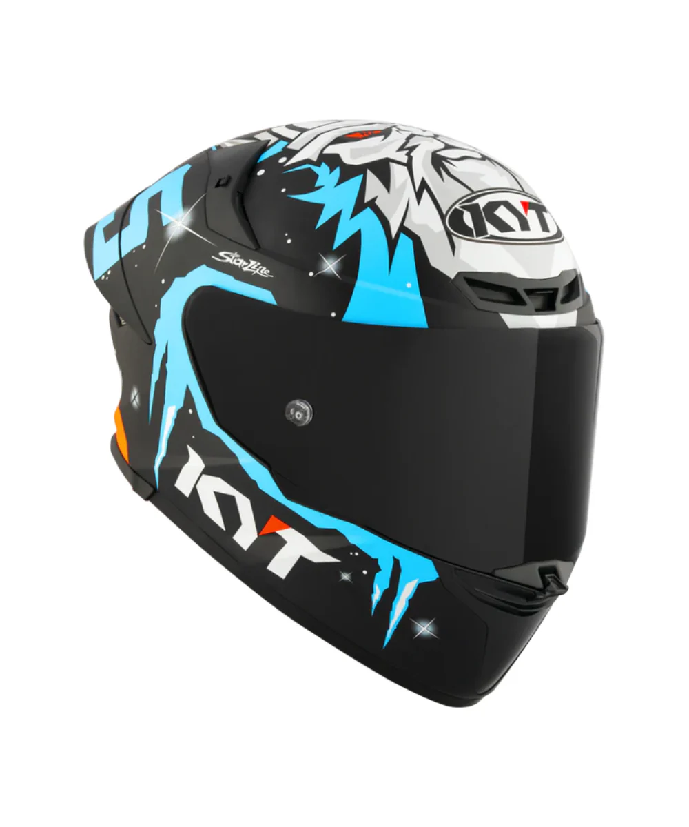 KYT TT REVO Masia Winter Test Replica Helmet - Matt Black Blue - Image 4