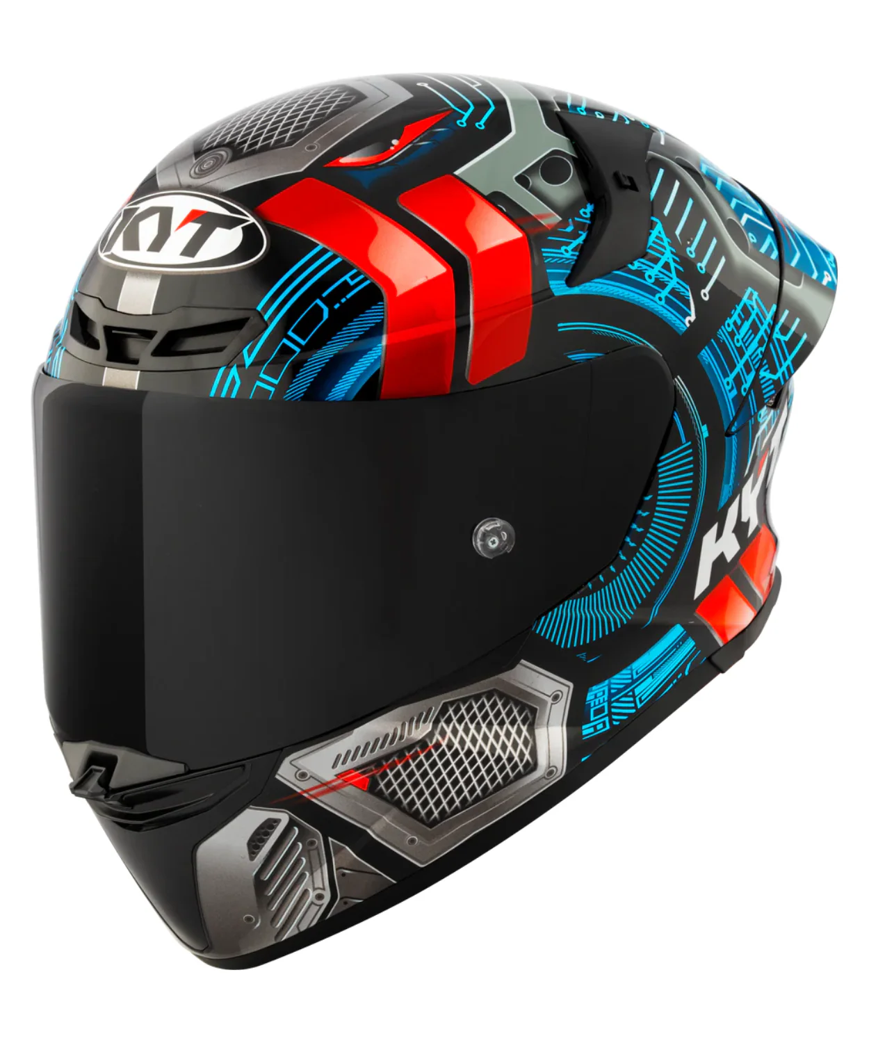 KYT TT-Revo Synchrotron Full Face Helmet - Gloss Black Blue Red - Image 2