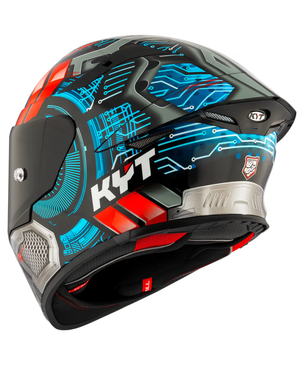 KYT TT-Revo Synchrotron Full Face Helmet - Gloss Black Blue Red - Image 4