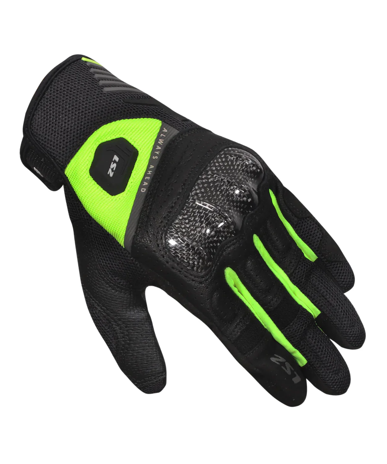 LS2 Atom Man Riding Gloves - Black Hi-viz Yellow - Image 2