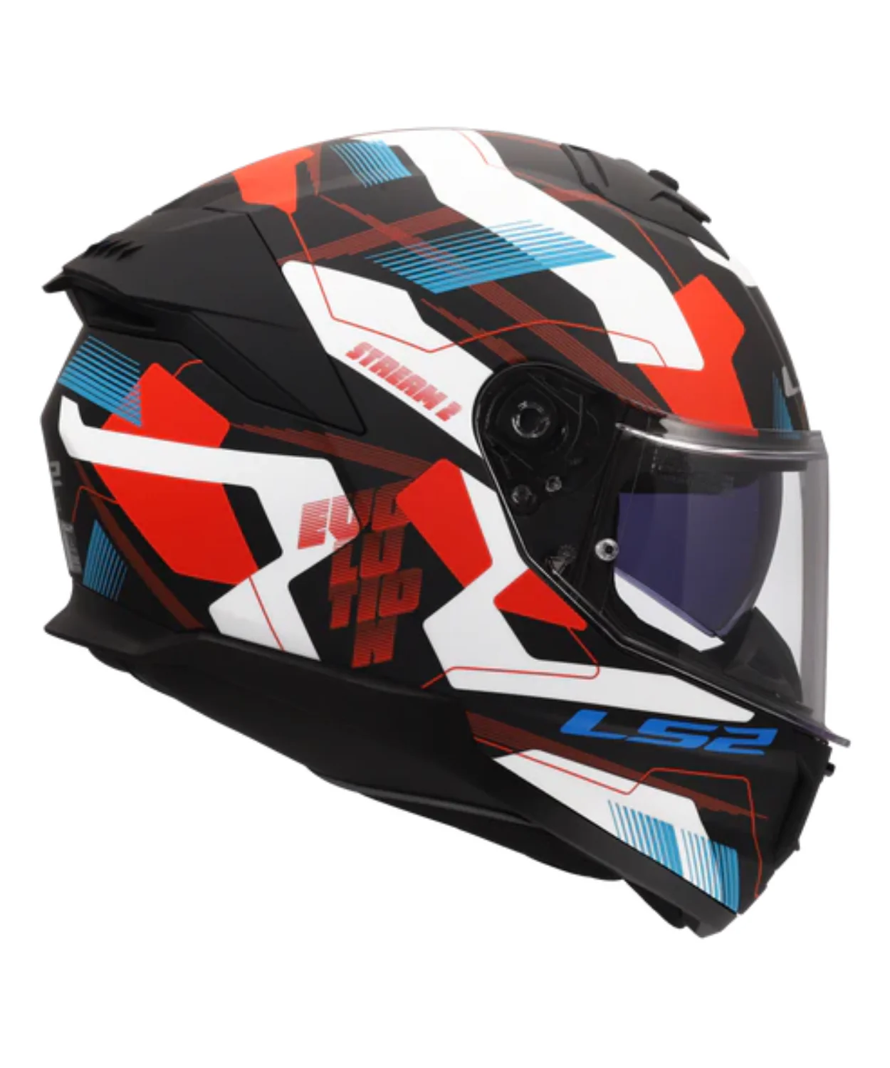 LS2 FF320 Stream II Mika Helmet 06 - Gloss White Blue Red - Image 2