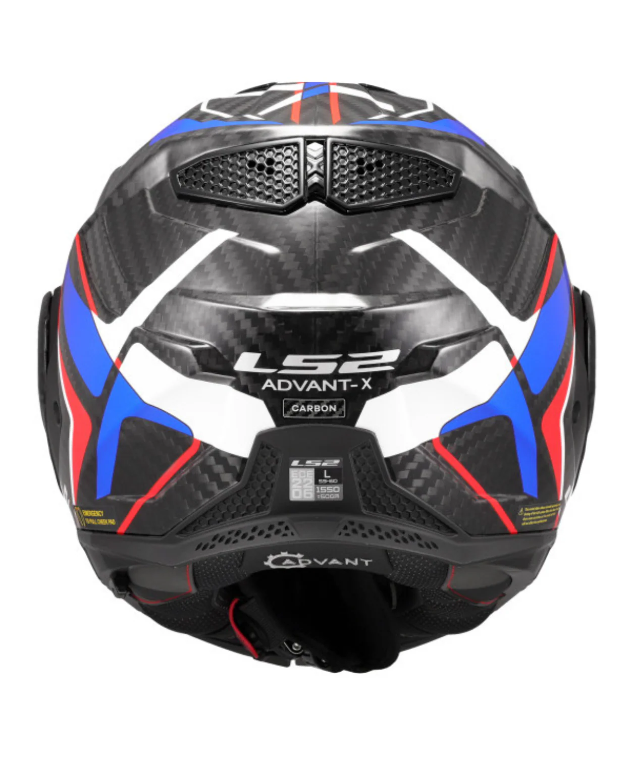 LS2 FF901 Advant X Carbon Fiber Future II Helmet (ECE 22.06) - Gloss Black Blue Red - Image 4