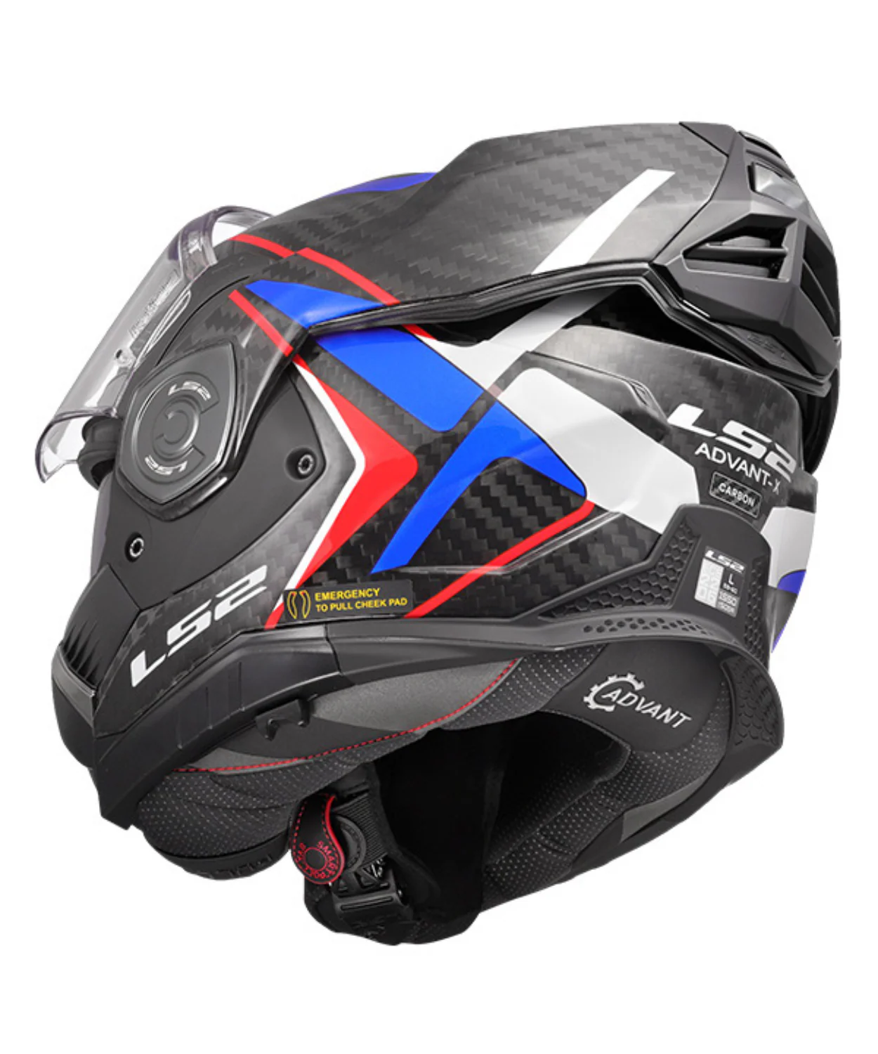 LS2 FF901 Advant X Carbon Fiber Future II Helmet (ECE 22.06) - Gloss Black Blue Red - Image 9