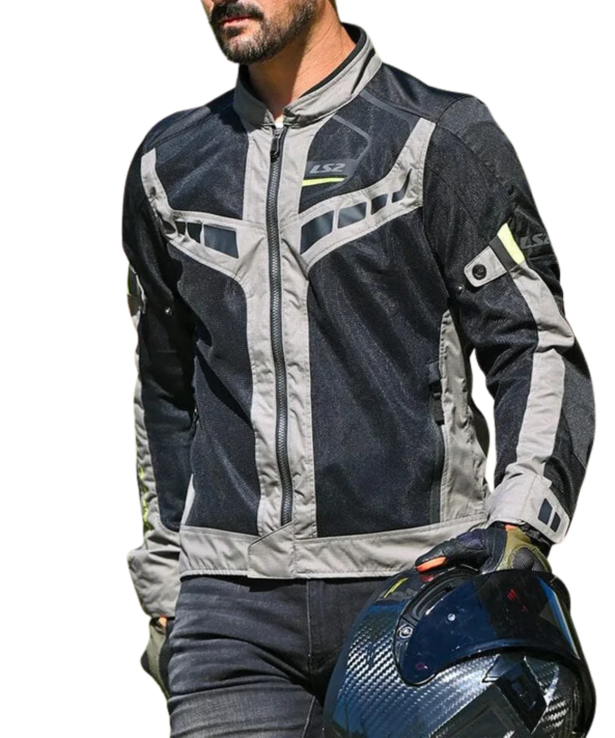 LS2 Garda Air Man Riding Jacket - Green Hi-Viz Yellow - Image 2