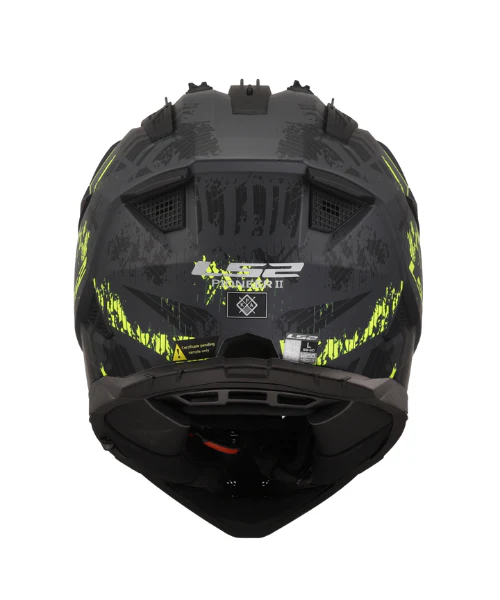 LS2 MX436 Pioneer II Dual Sport Helmet ECE 22.06 - Crazy Matt Black Hi Viz Yellow - Image 4