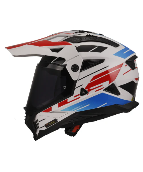 LS2 MX436 Pioneer II Dual Sport Helmet ECE 22.06 - Namib White Blue Red - Image 2