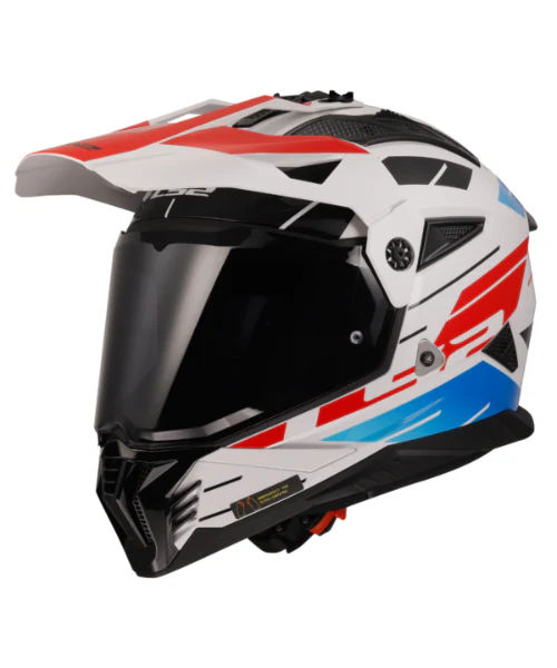 LS2 MX436 Pioneer II Dual Sport Helmet ECE 22.06 - Namib White Blue Red - Image 3