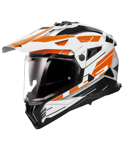 LS2 MX436 Pioneer II Dual Sport Helmet ECE 22.06 - Namib White Orange - Image 2