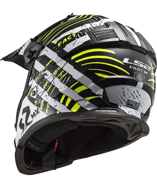 LS2 MX437 Fast Evo Verve Motocross Helmet - Black White - Image 3