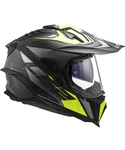 LS2 MX701 C Explorer Focus Carbon Fiber Helmet (ECE 22.06) - Matt Titanium Hi-Viz Yellow - Image 3
