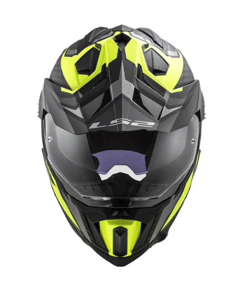 LS2 MX701 C Explorer Focus Carbon Fiber Helmet (ECE 22.06) - Matt Titanium Hi-Viz Yellow - Image 4