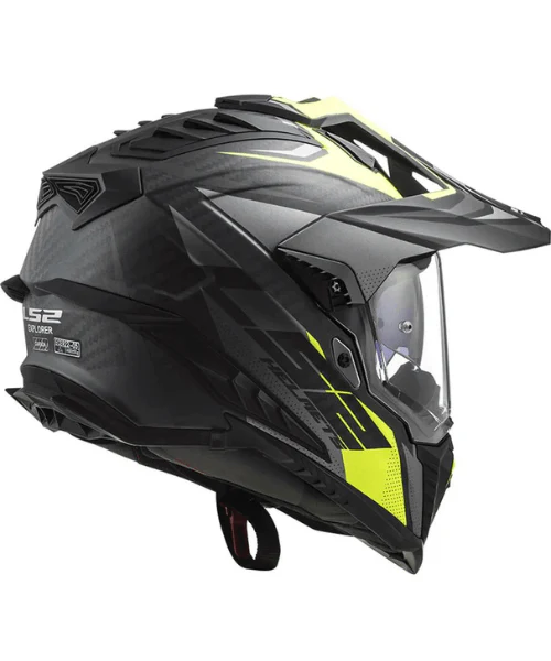 LS2 MX701 C Explorer Focus Carbon Fiber Helmet (ECE 22.06) - Matt Titanium Hi-Viz Yellow - Image 5