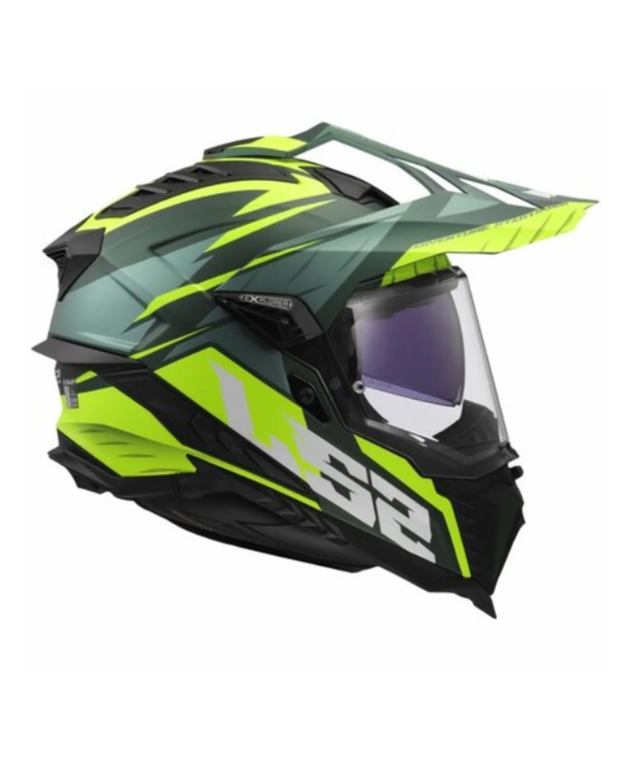 LS2 MX701 Explorer Spire Helmet - Gloss Hi Viz Green - Image 2