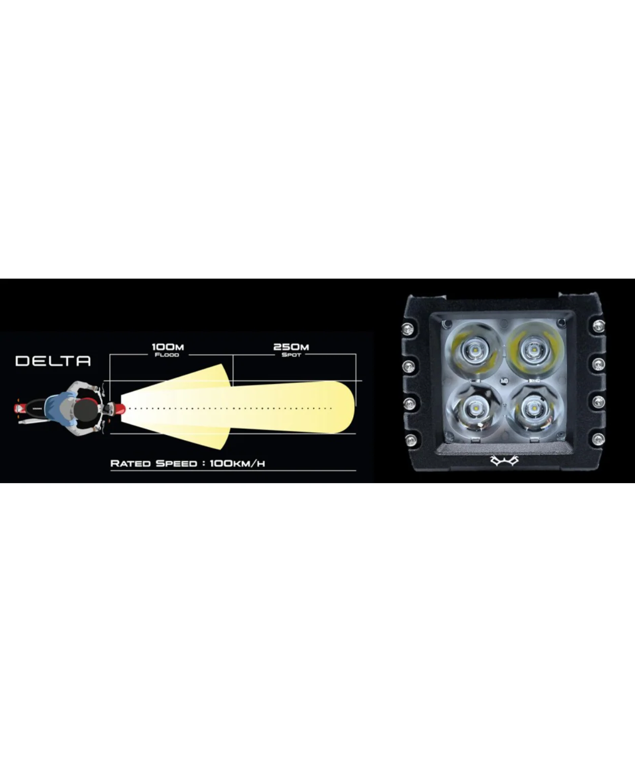 Maddog Delta Led Auxiliary Light for Motorcycles - 60 Watts - Image 8