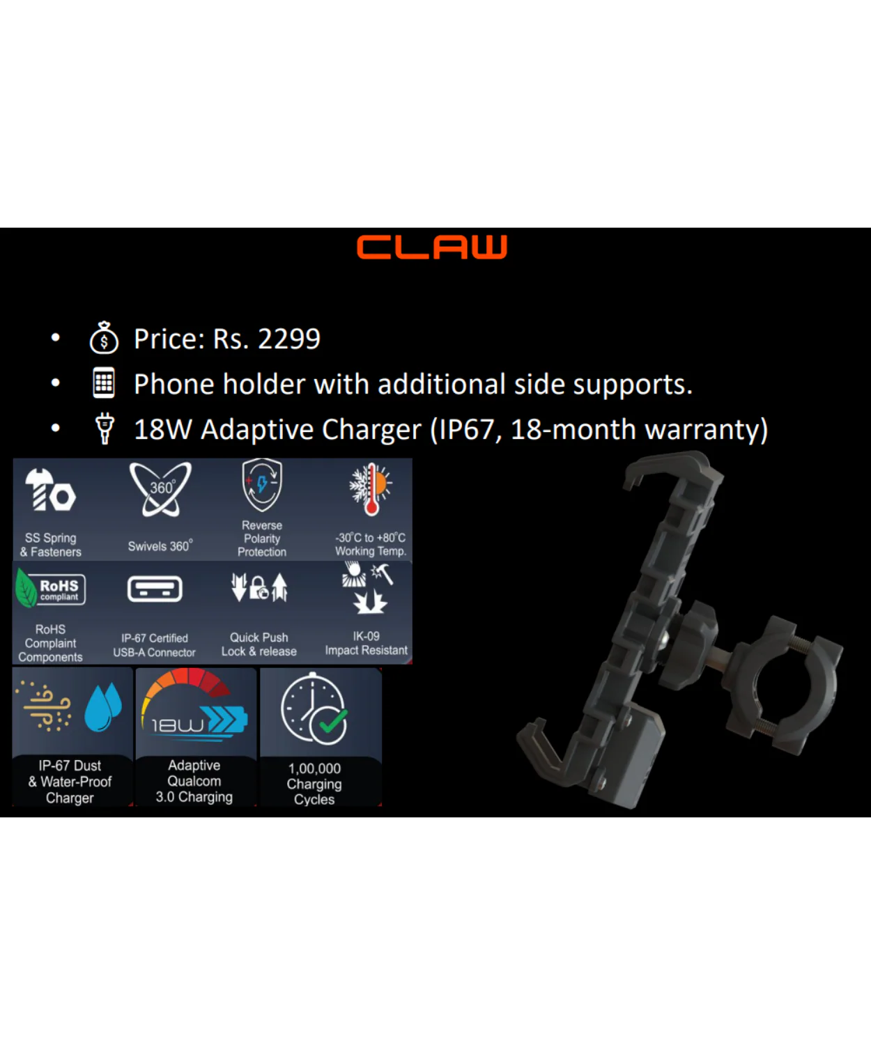 Maddog Mobile Phone Holder with 18W Charger- Claw - Image 7