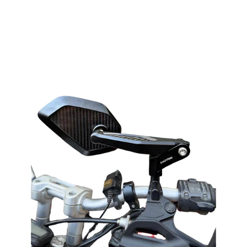 Moto Arch Universal Carbon Fiber CNC Aluminium Alloy Adjustable Rear View Mirror - White Glass - Image 13