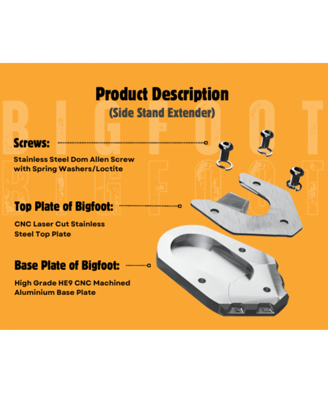 Motoverse Factory Customs Bigfoot Shoe Stand Extender for Suzuki Hayabusa Gen 1 / Gen 2 / Gen 3 - Black - MB-SUZ-HAYAB - Image 2
