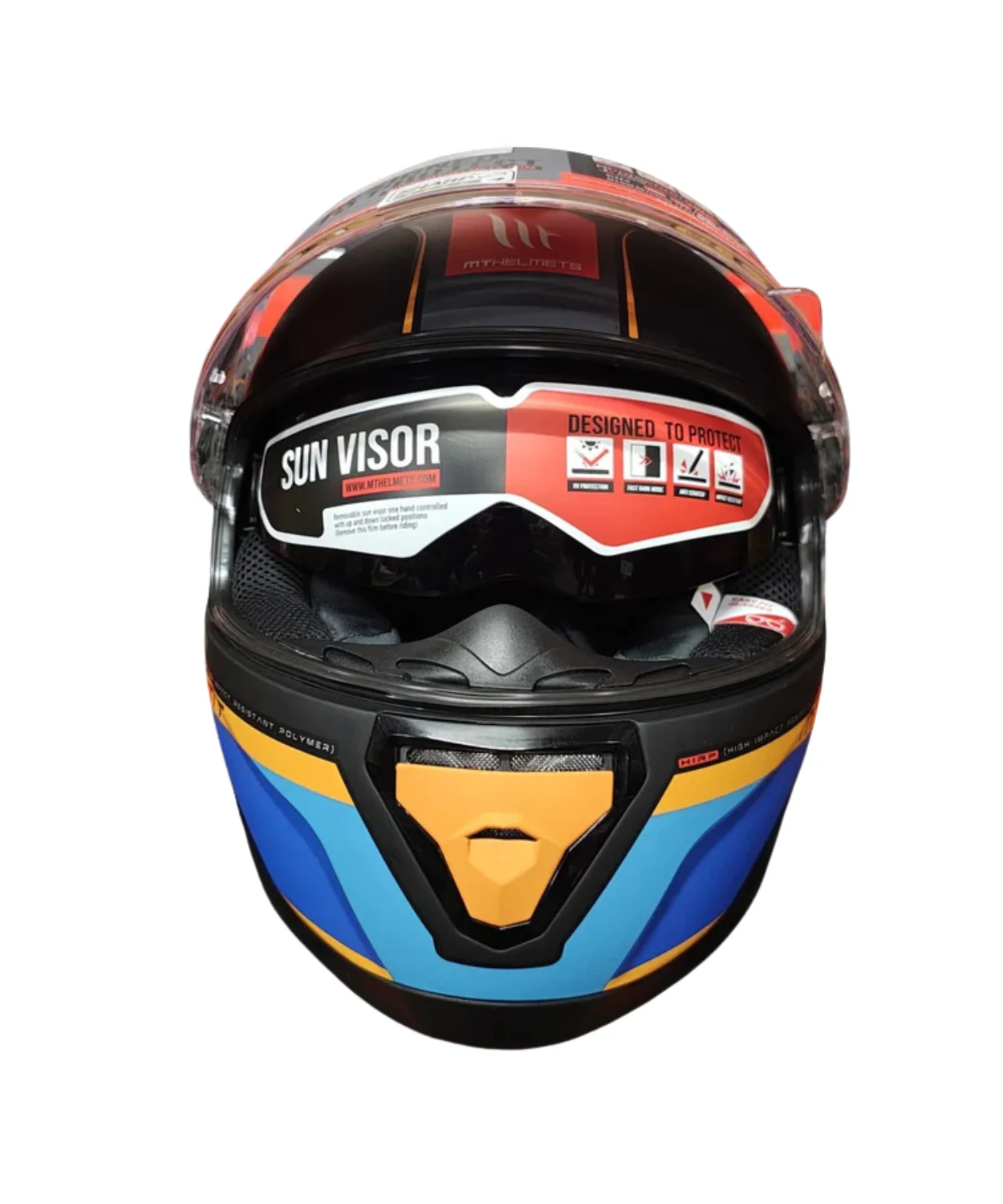 MT Thunder 3 SV Pro Nova B2 Helmet - Matt Grey Blue Orange - Image 3