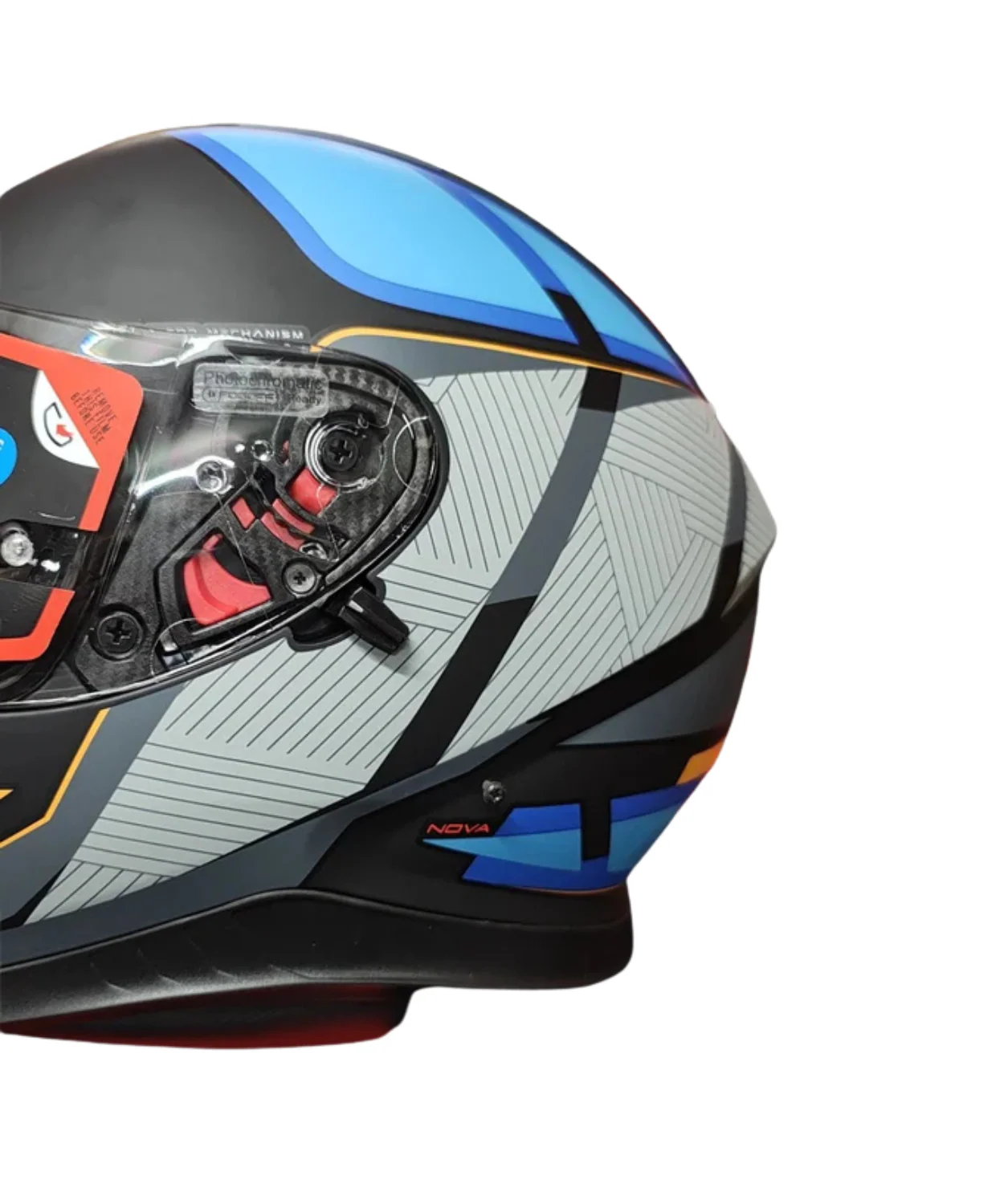 MT Thunder 3 SV Pro Nova B2 Helmet - Matt Grey Blue Orange - Image 4