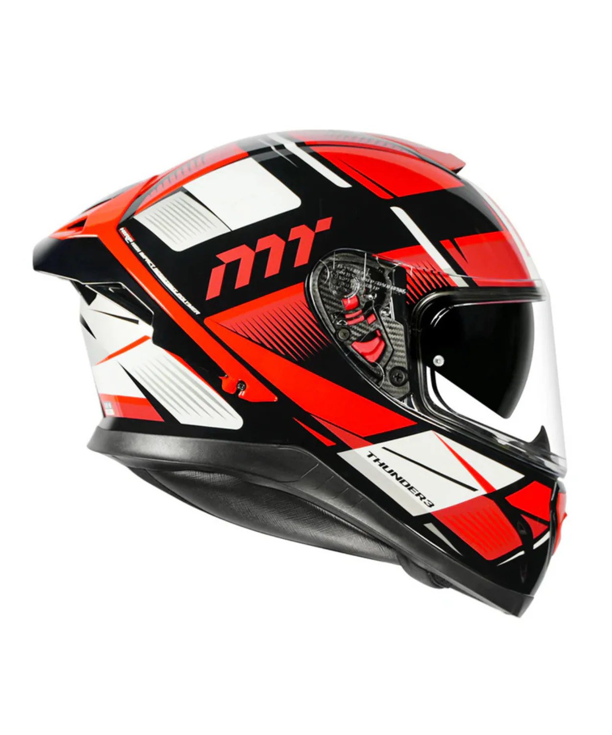 MT Thunder 3 SV Pro Synthex Helmet - Gloss Fluorescent Red - Image 3