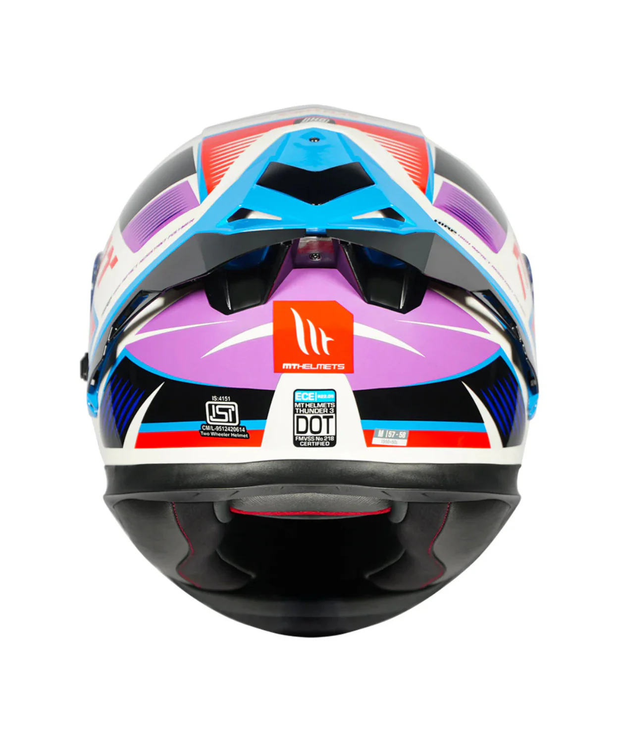 MT Thunder 3 SV Pro Synthex Helmet - Gloss White Blue - Image 4