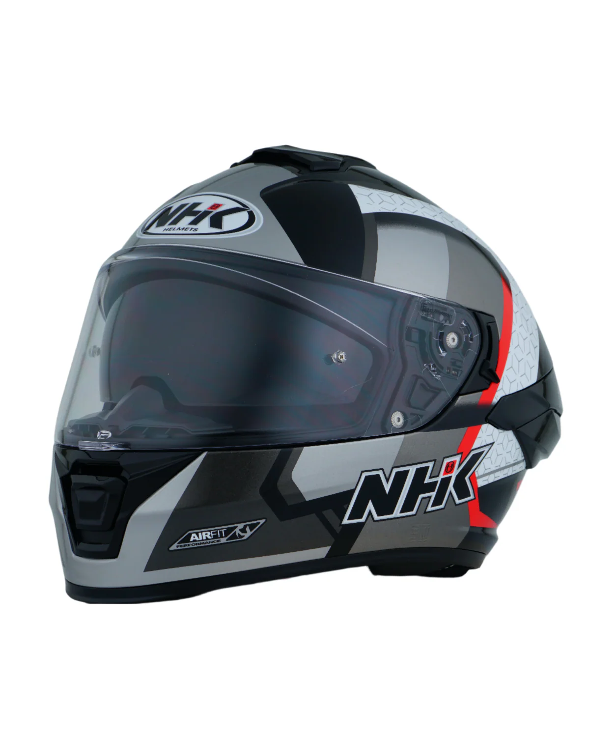 NHK K5R Retro Helmet - Gloss Black Silver Red - Image 2