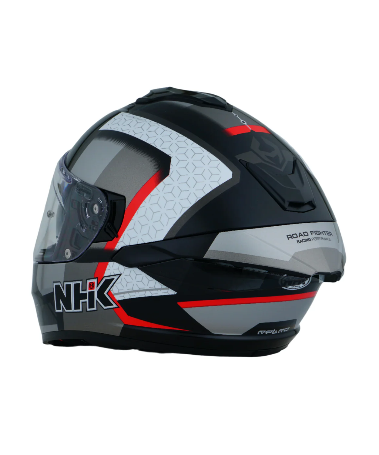 NHK K5R Retro Helmet - Gloss Black Silver Red - Image 3