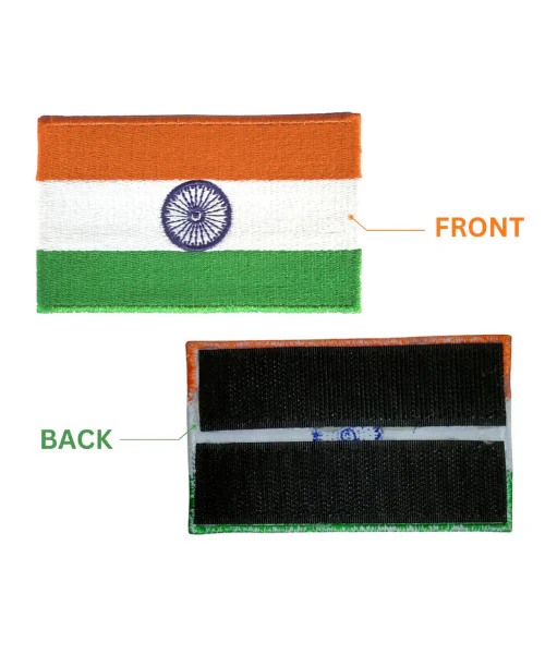 Quipco Embroidered Tricolour Flag of Bharat Patch with Velcro - Image 2