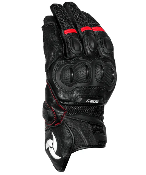 Raida AirWave Motorcycle Riding Gloves - Black Red - Image 3
