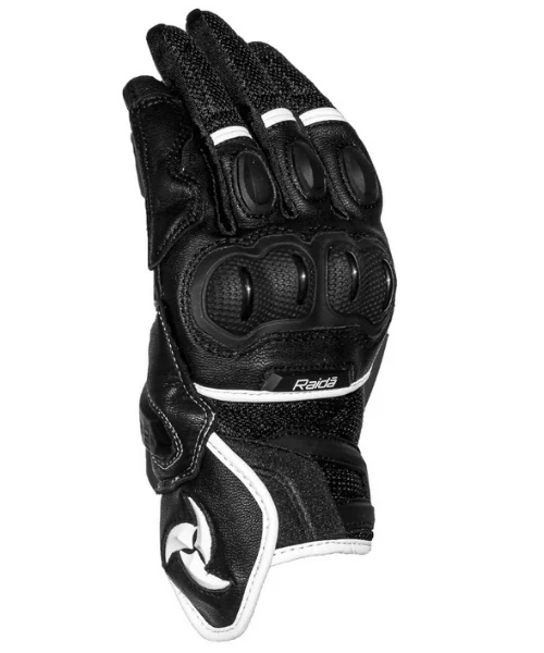 Raida AirWave Motorcycle Riding Gloves - Black White - Image 2