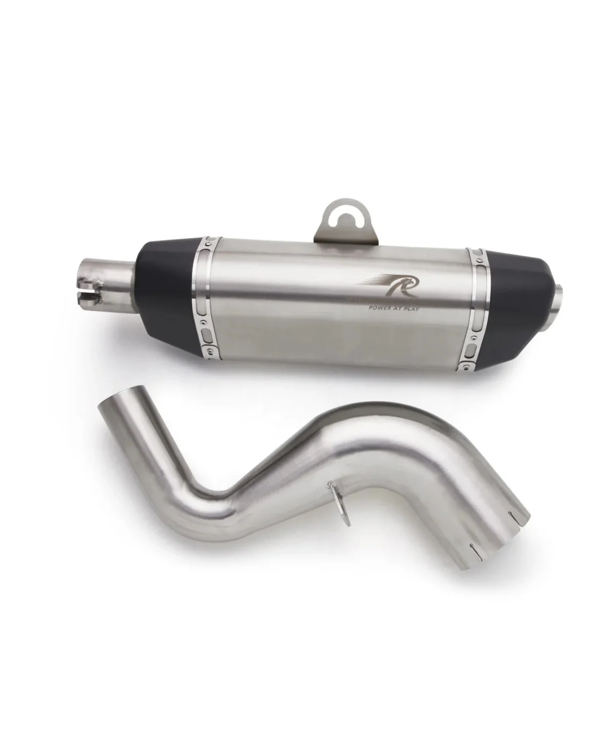 Red Rooster Performance Galactic Exhaust for KTM Duke 250 / 390 / RC 390 / ADV 390 / 250 (With Bend Pipe) - Silver - Image 3